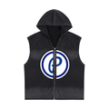Penmanship Vintage Washed Zip-Up Hooded Tank Top