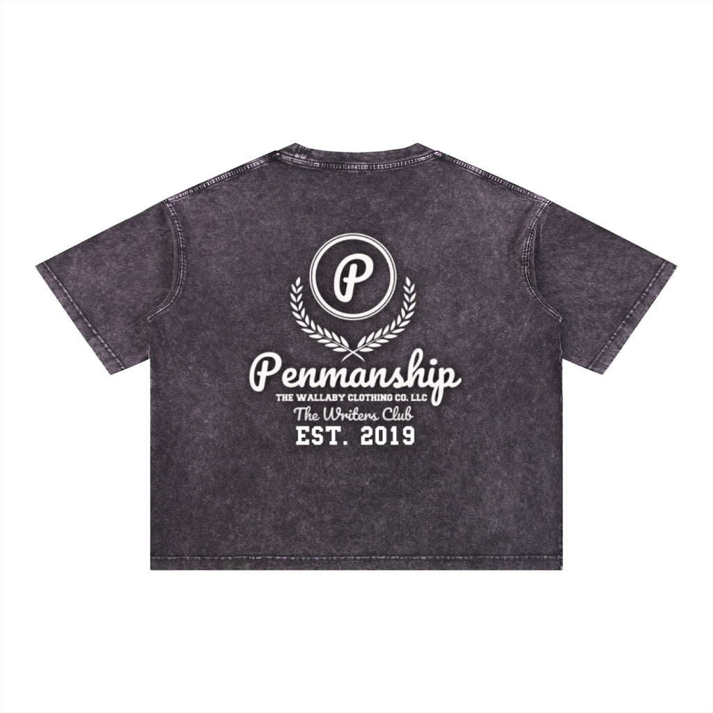 Penmanship Mineral Wash Boxy Cotton T-Shirt