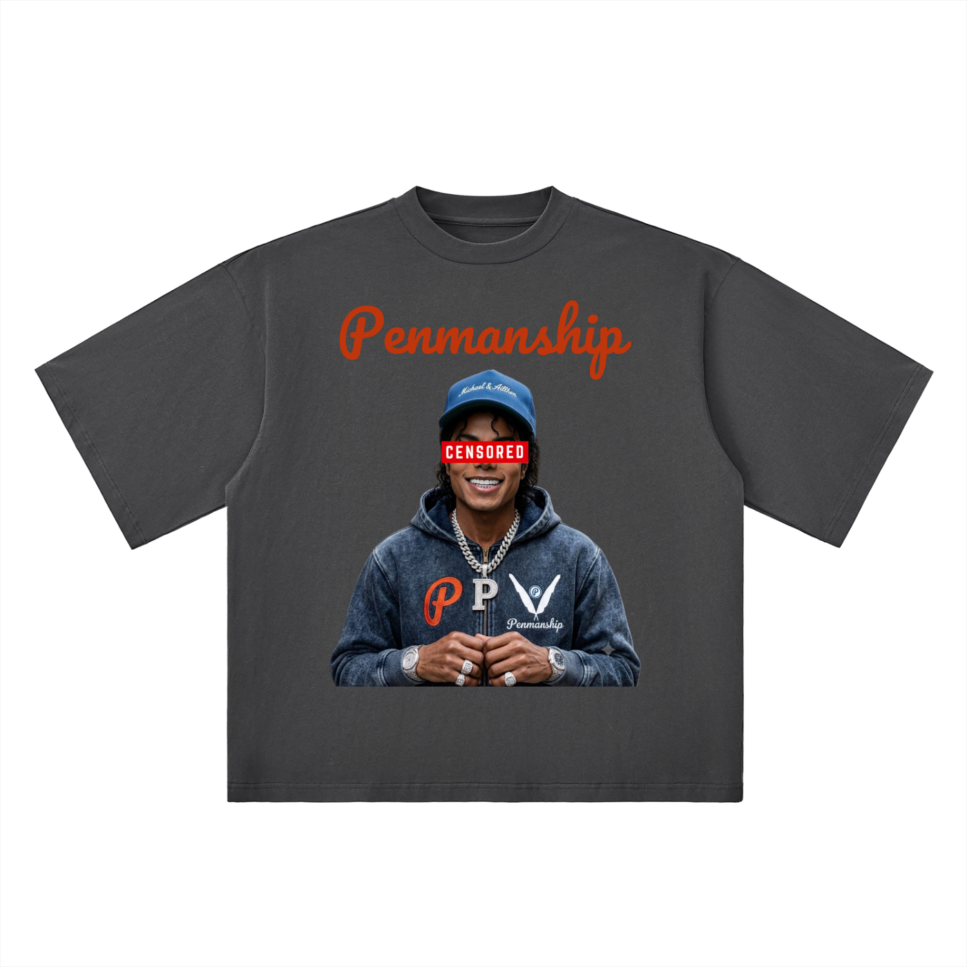 Penmanship "Censored" Oversized Drop Shoulder Graphic T-Shirt