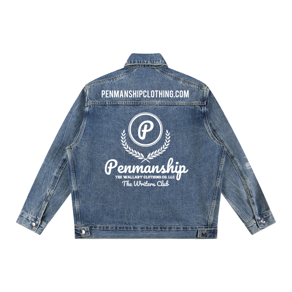 Penmanship Vintage Wash Zip-Up Denim Jacket