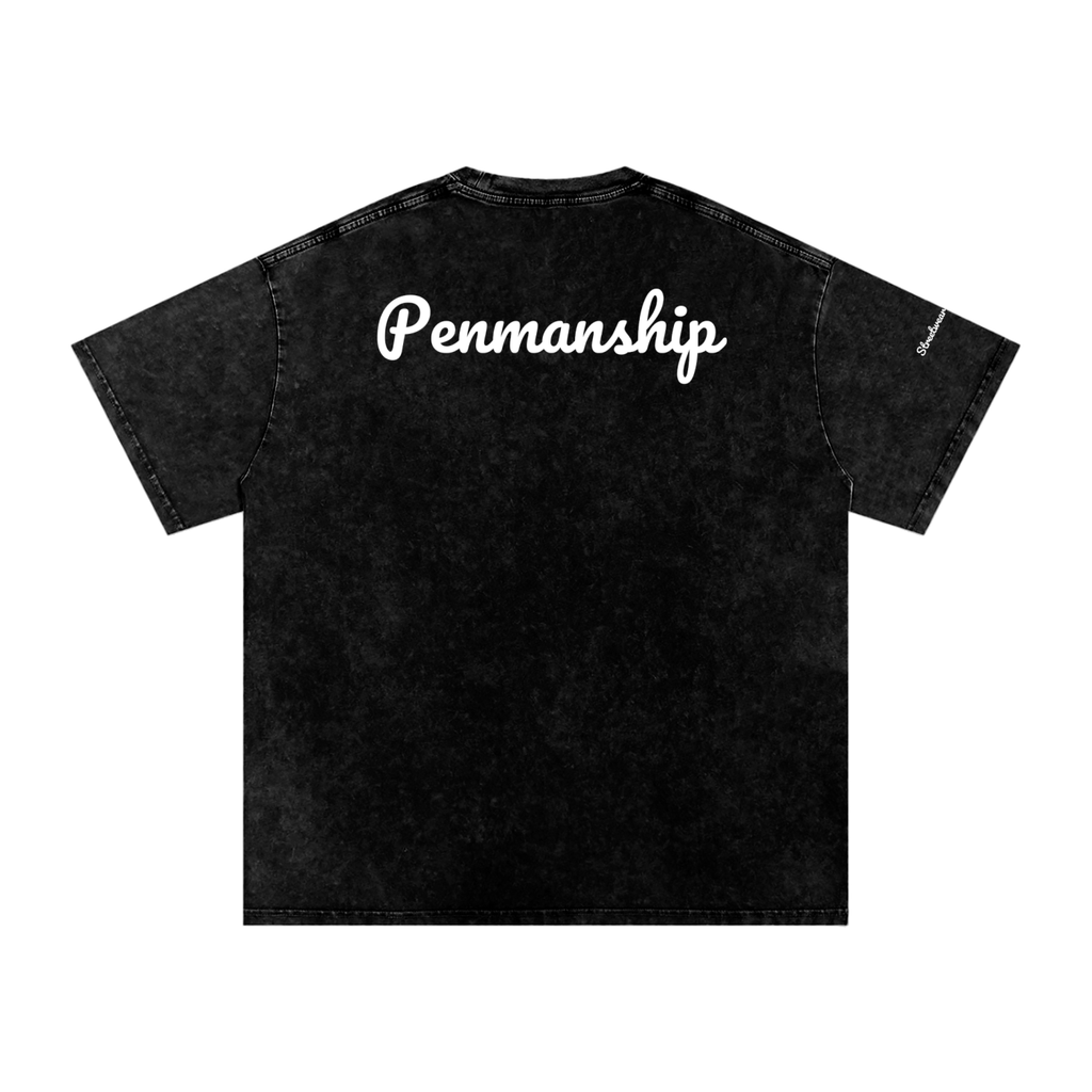 Penmanship Snow Washed Oversized Cotton T-Shirt
