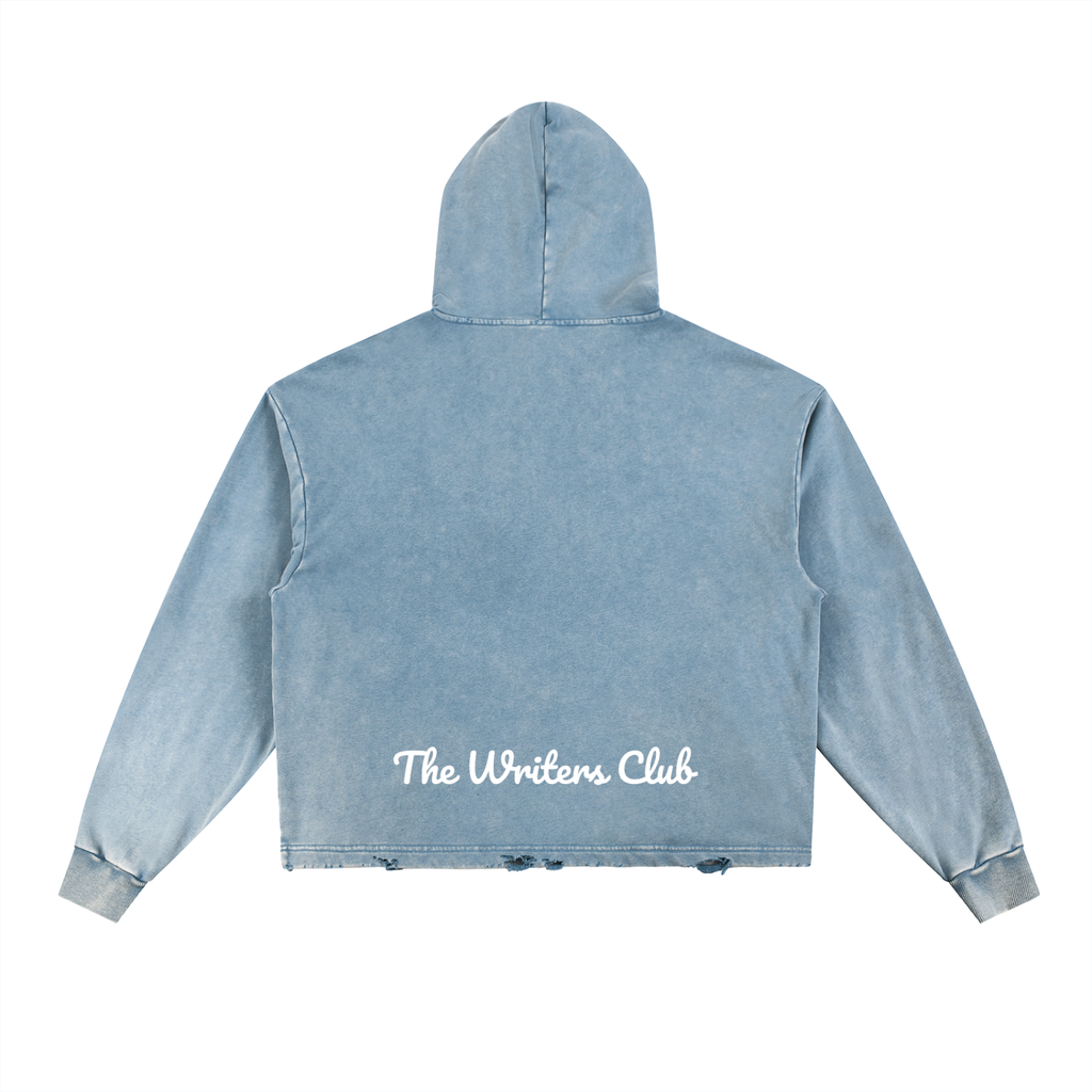 Penmanship Vintage Washed Frayed-Hem Hoodie