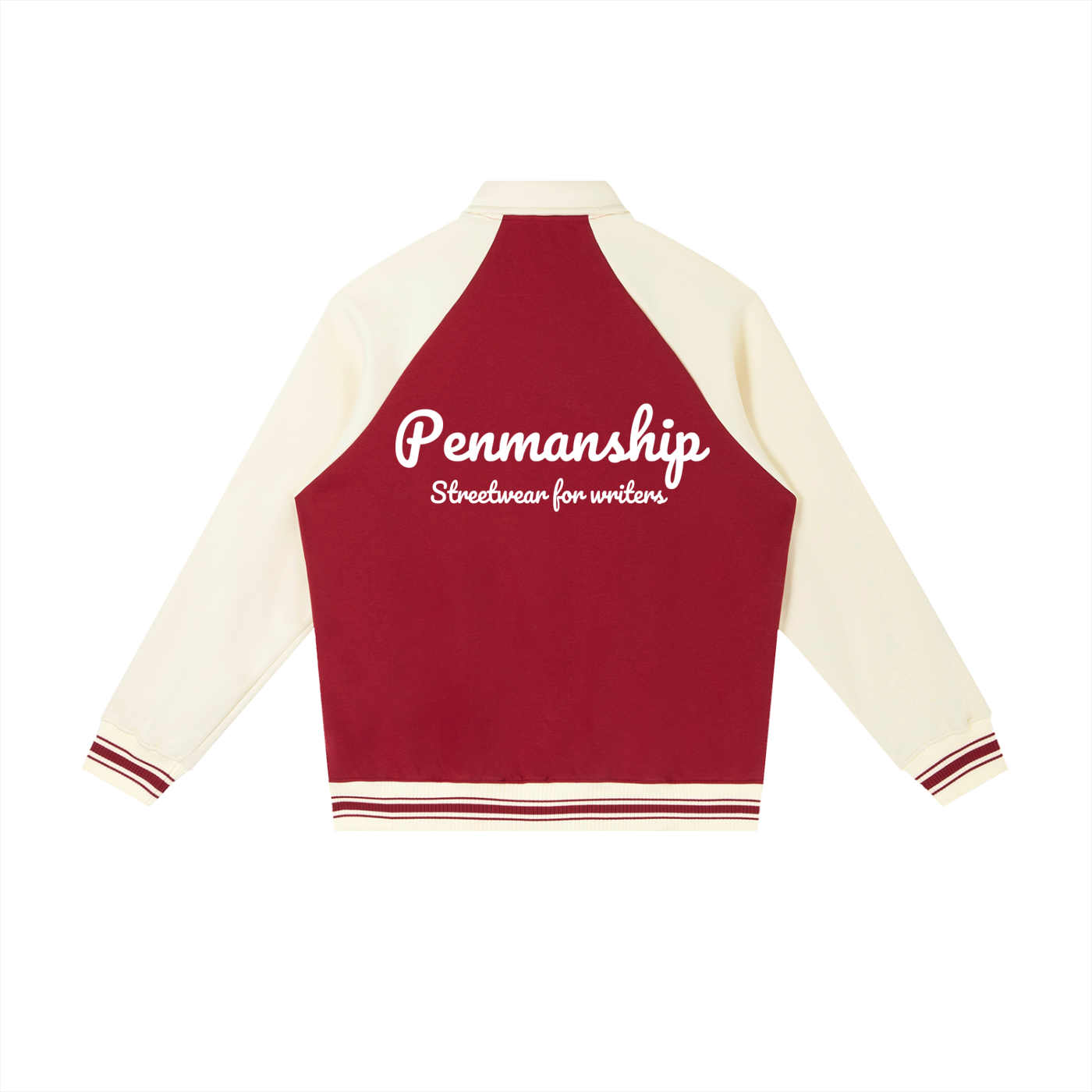 Penmanship Contrast Raglan Sleeve Baseball Jacket