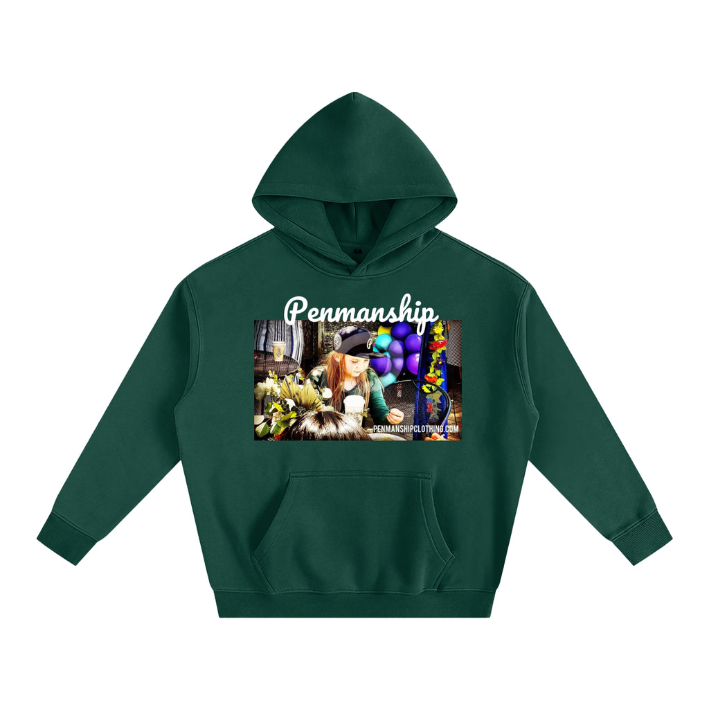 Penmanship Oversize Graphic Fleeced Hoodie