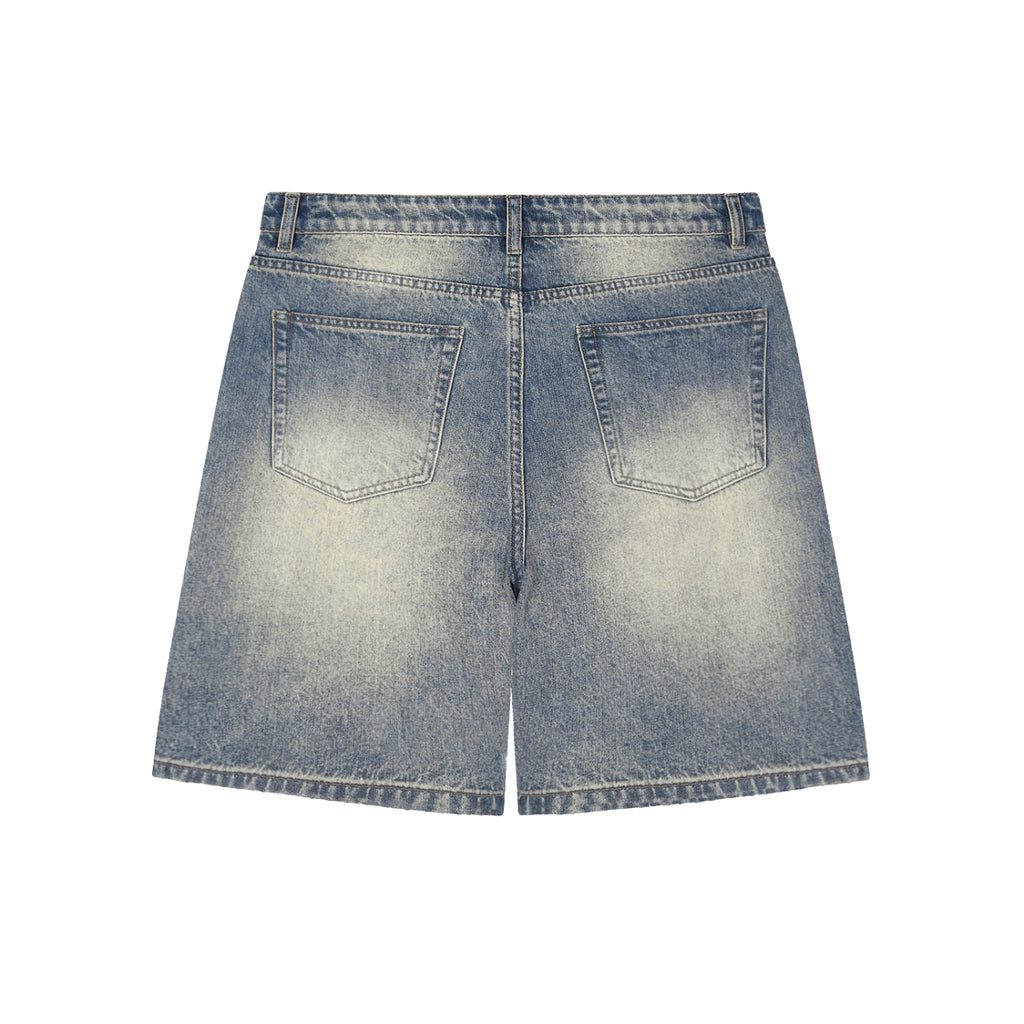 Penmanship Faded Distressed Baggy Denim Shorts