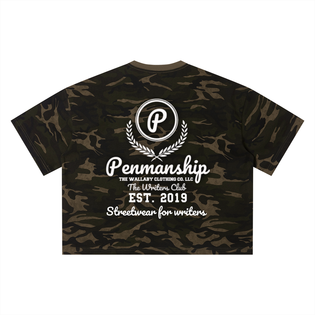Penmanship Unisex Camo Boxy T-Shirt