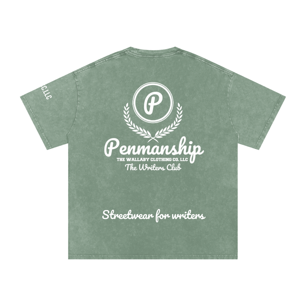 Penmanship "Censored" Snow Washed Oversized Cotton T-Shirt