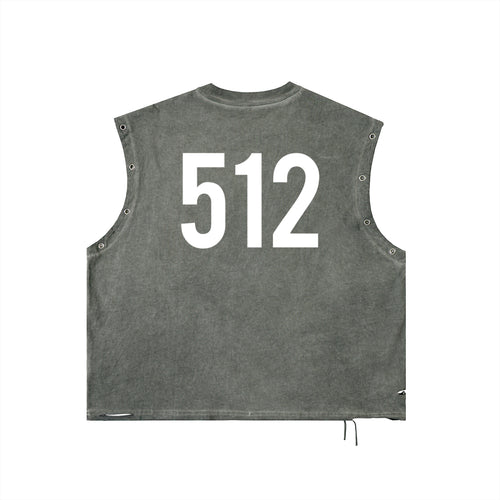 Penmanship "Censored 101" Distressed Grommet Eyelet Tank Top