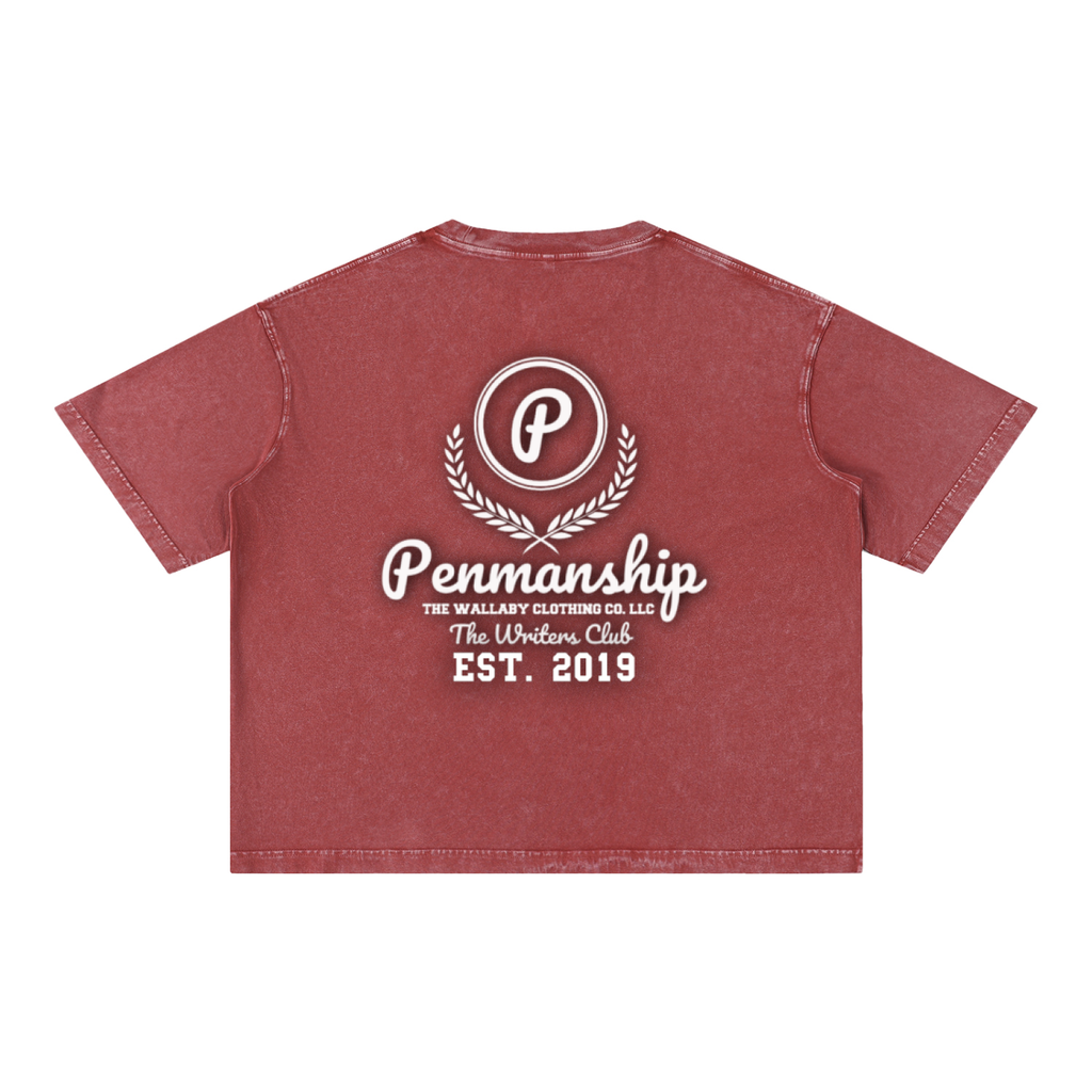 Penmanship Mineral Wash Boxy Cotton T-Shirt
