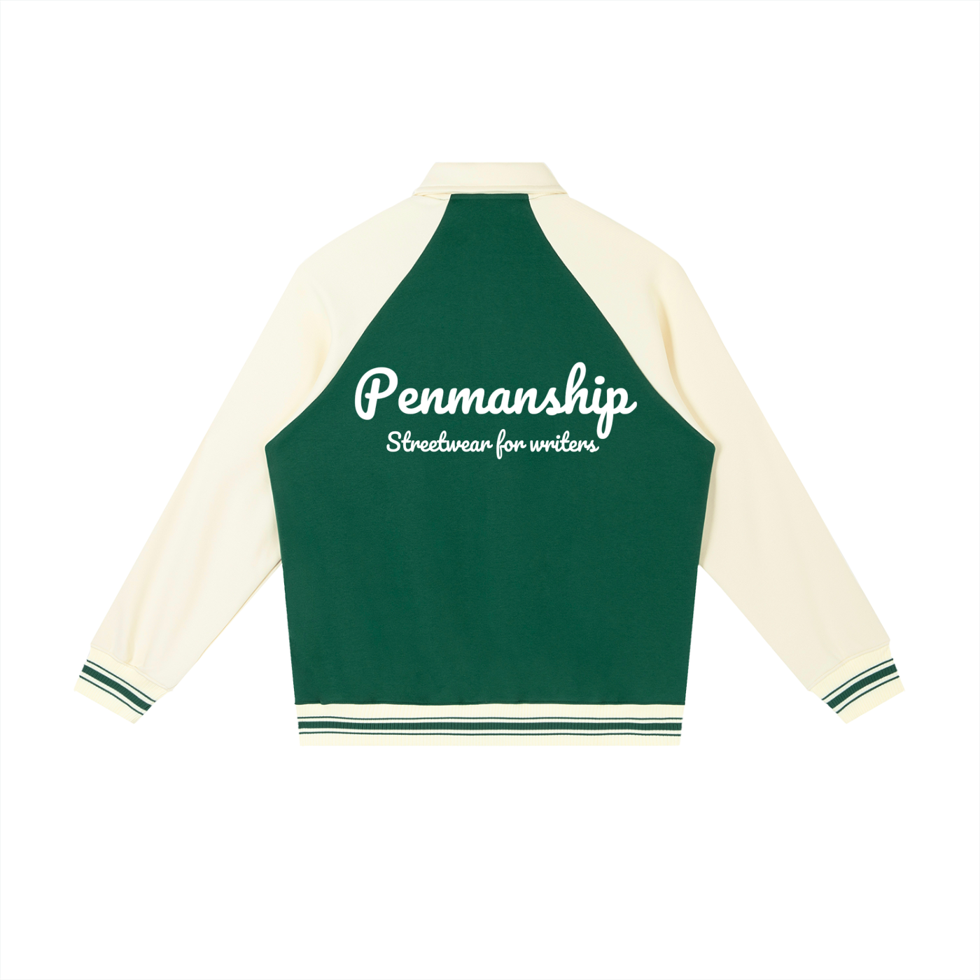 Penmanship Contrast Raglan Sleeve Baseball Jacket