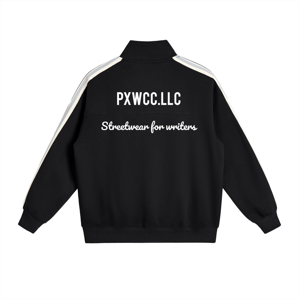 Penmanship Contrast Side-Stripe Stand Collar  Jacket
