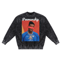 Penmanship "Censored" Snow Washed Hand-Frayed Graphic Sweatshirt