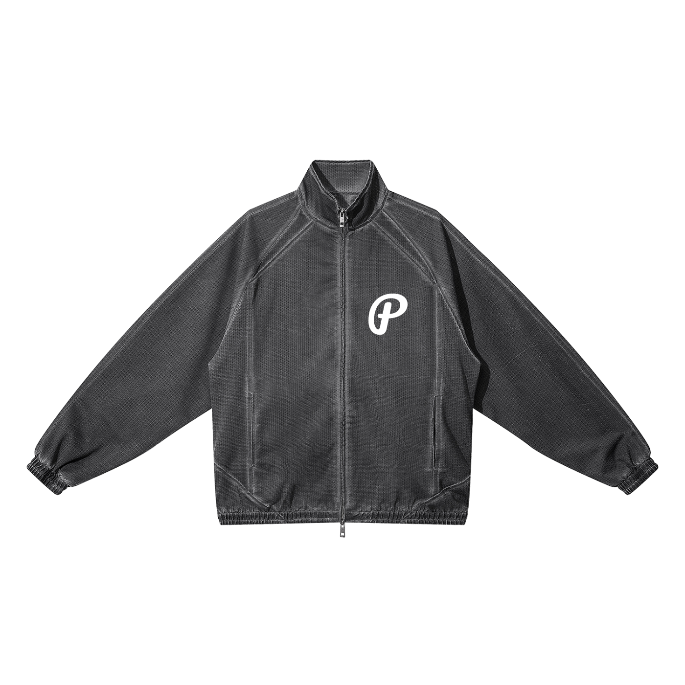 Penmanship Unisex Vintage Wash Full Zip Mesh Jacket