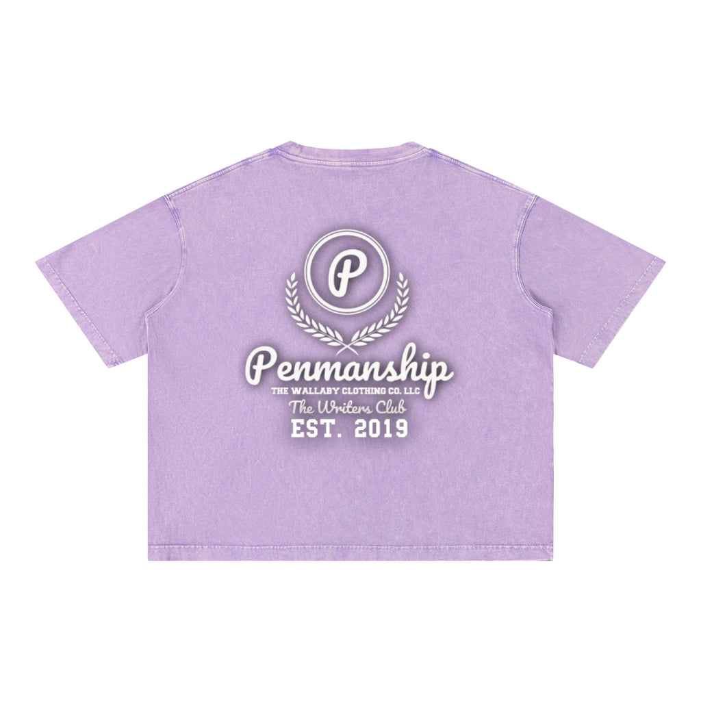 Penmanship Mineral Wash Boxy Cotton T-Shirt