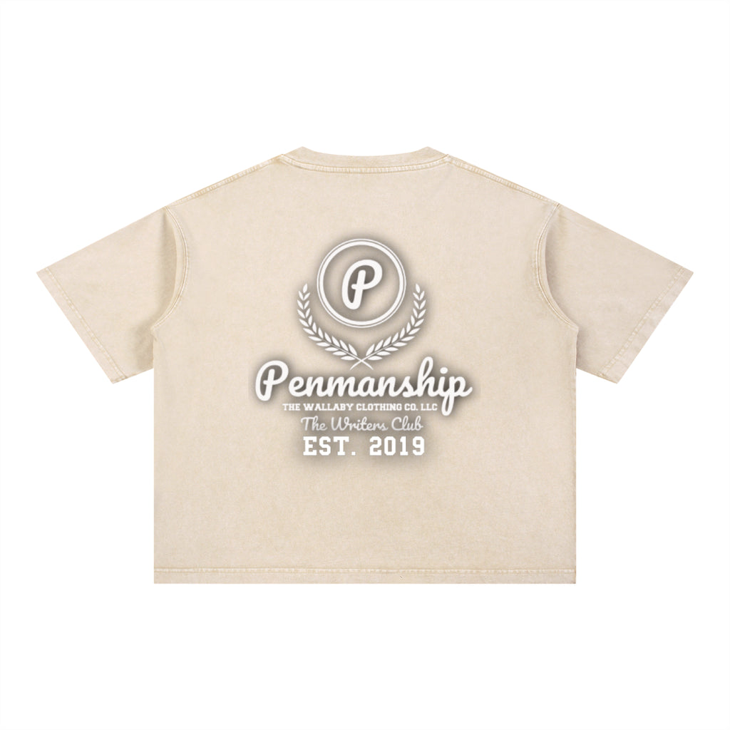 Penmanship Mineral Wash Boxy Cotton T-Shirt