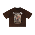 Penmanship Unisex Mineral Wash Boxy "Clean hands" Graphic T-Shirt