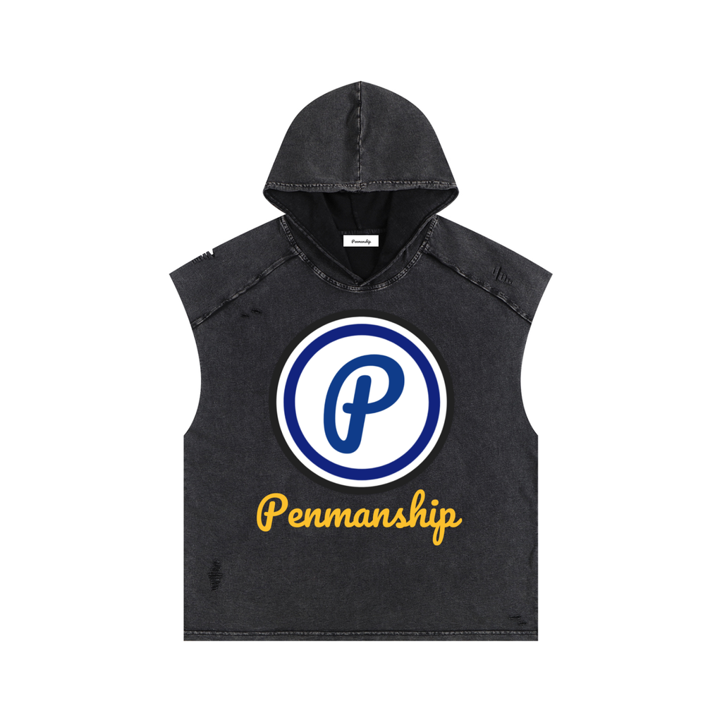 Penmanship Snow Washed Boxy Hooded Tank Top