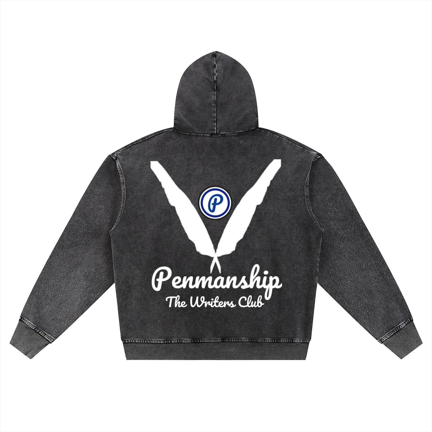 Penmanship Snow Wash Oversized Zip-Up Hoodie