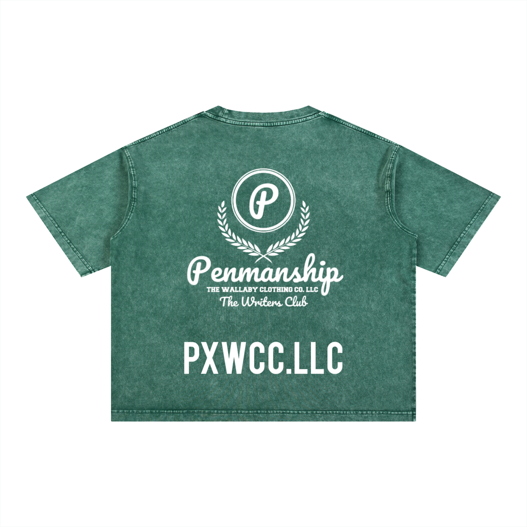Penmanship Mineral Wash Boxy Cotton T-Shirt