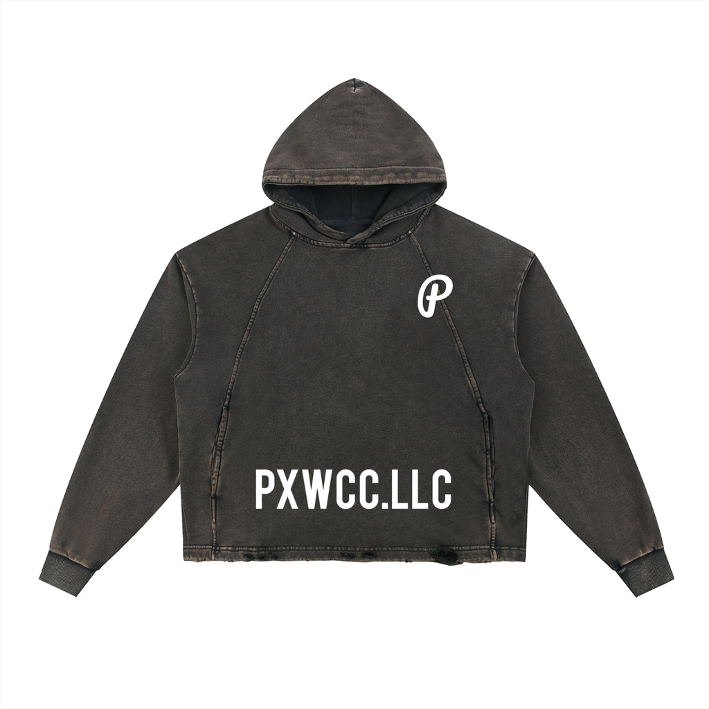 Penmanship Vintage Washed Frayed-Hem Hoodie