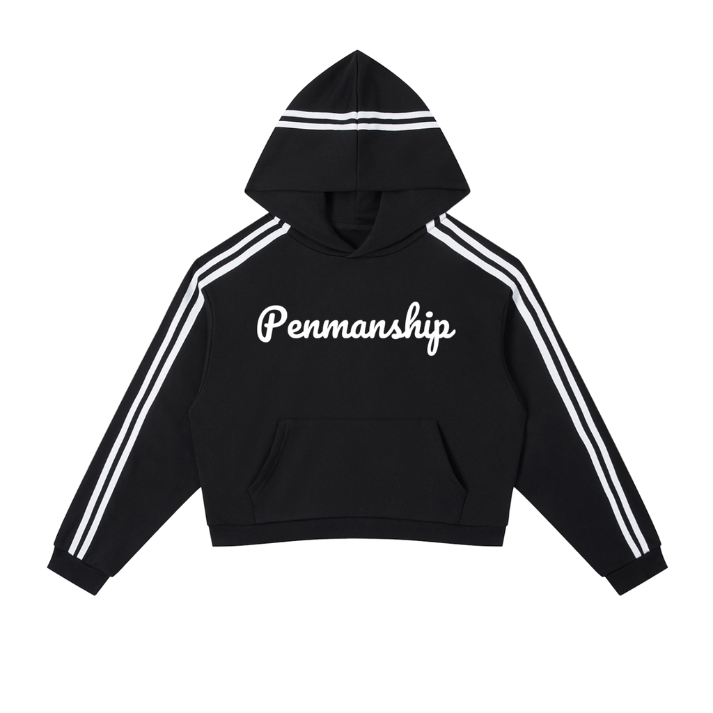 Penmanship Contrast Side Stripe Cropped Hoodie