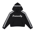 Penmanship Contrast Side Stripe Cropped Hoodie