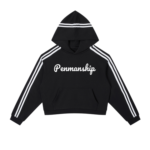 Penmanship Contrast Side Stripe Cropped Hoodie