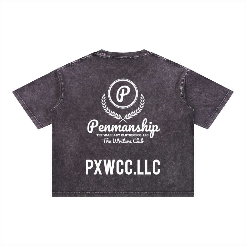 Penmanship Mineral Wash Boxy Cotton T-Shirt