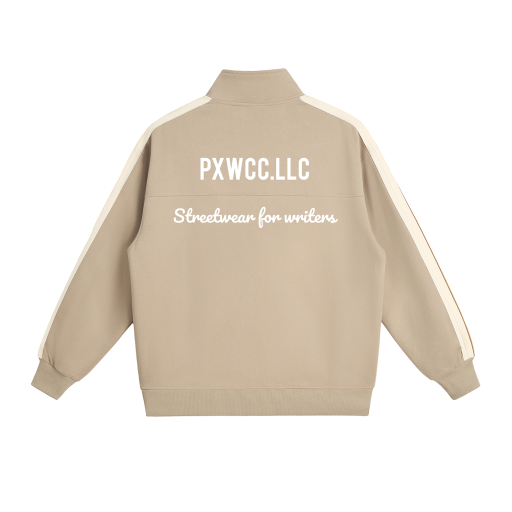 Penmanship Contrast Side-Stripe Stand Collar  Jacket