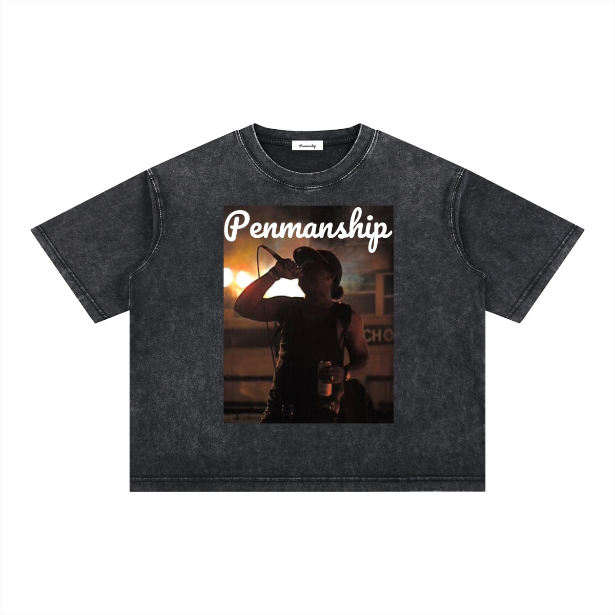 Penmanship Mineral Wash Boxy Cotton T-Shirt