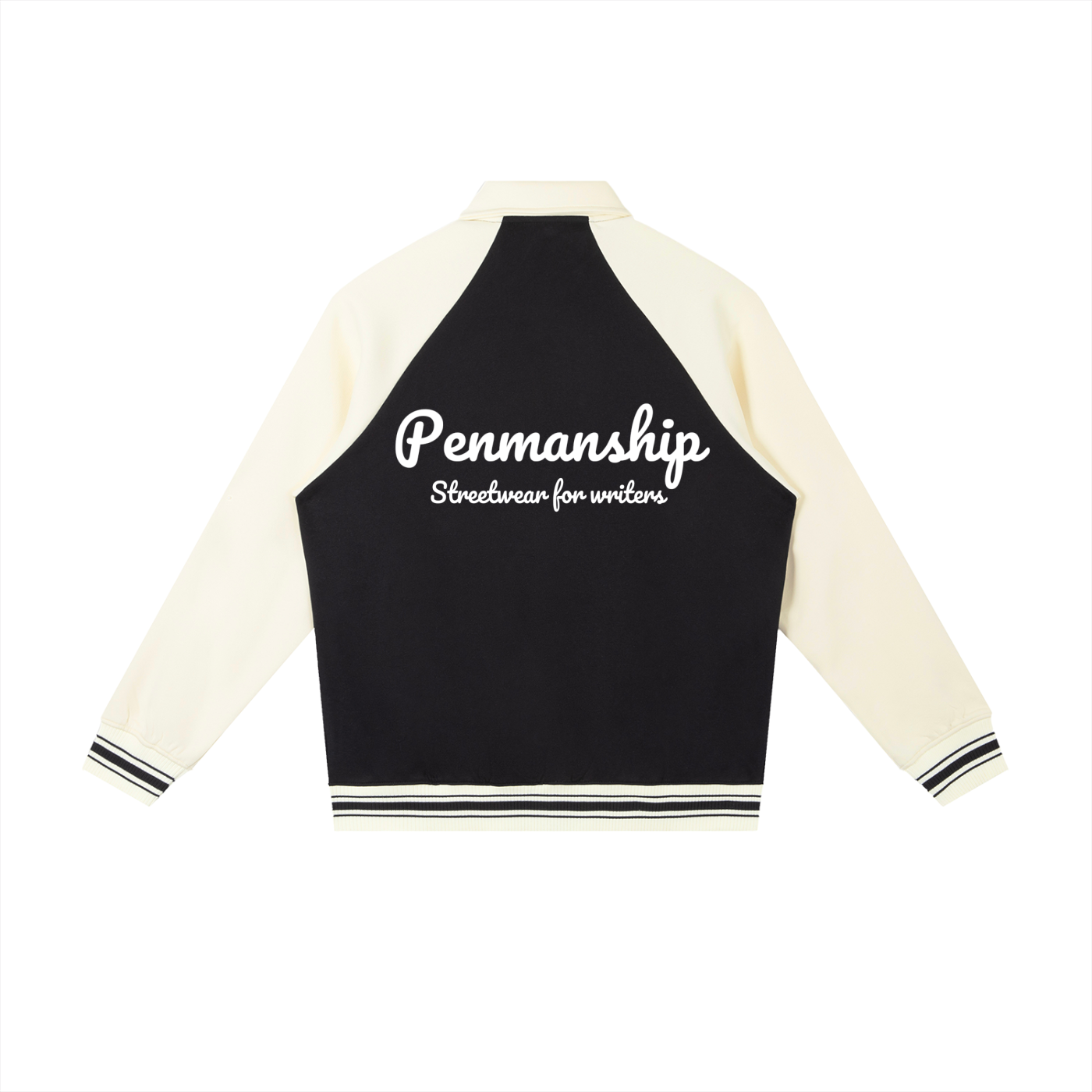 Penmanship Contrast Raglan Sleeve Baseball Jacket
