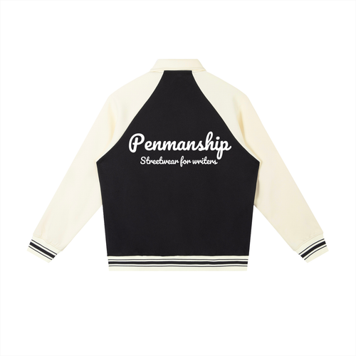 Penmanship Contrast Raglan Sleeve Baseball Jacket