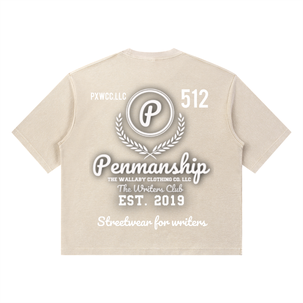 Penmanship "Censored" Unisex Mineral Wash Waffle Boxy T-Shirt