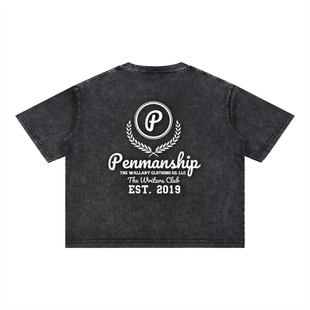 Penmanship Mineral Wash Boxy Cotton T-Shirt