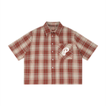 Penmanship Unisex Plaid Boxy Short Sleeve Shirt