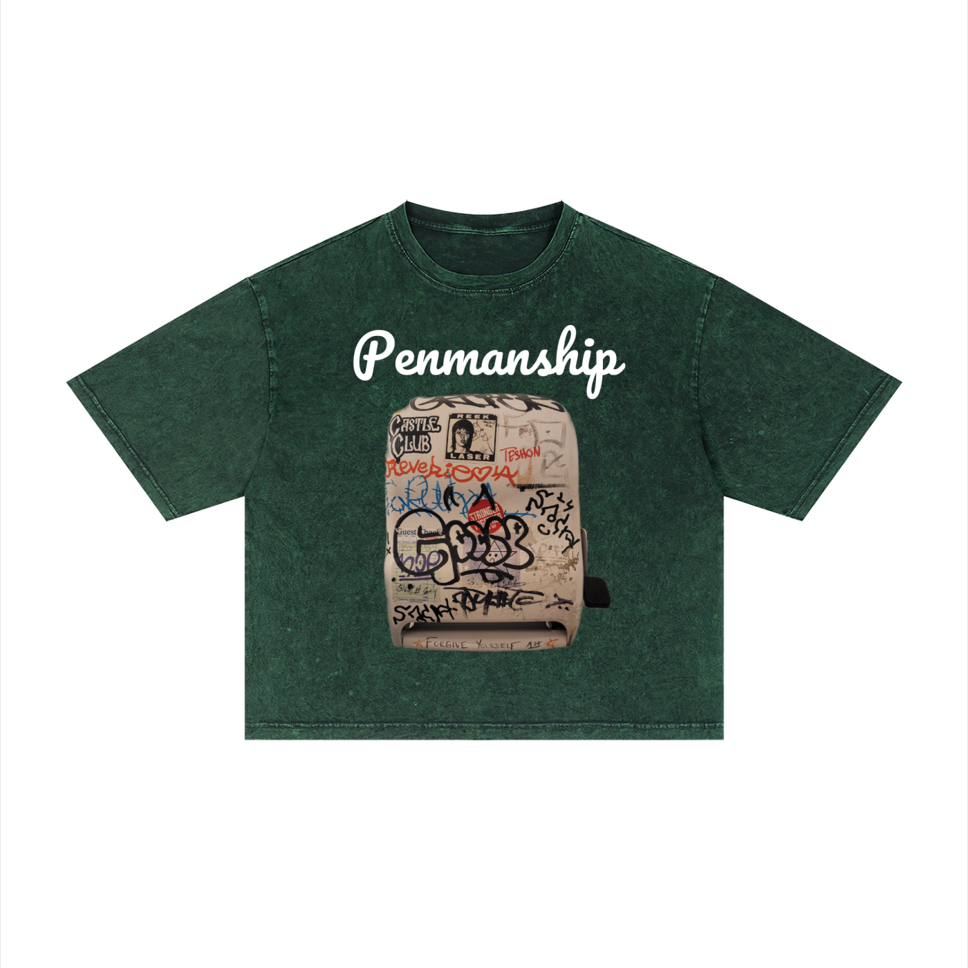 Penmanship Unisex Mineral Wash Boxy "Clean hands" Graphic T-Shirt