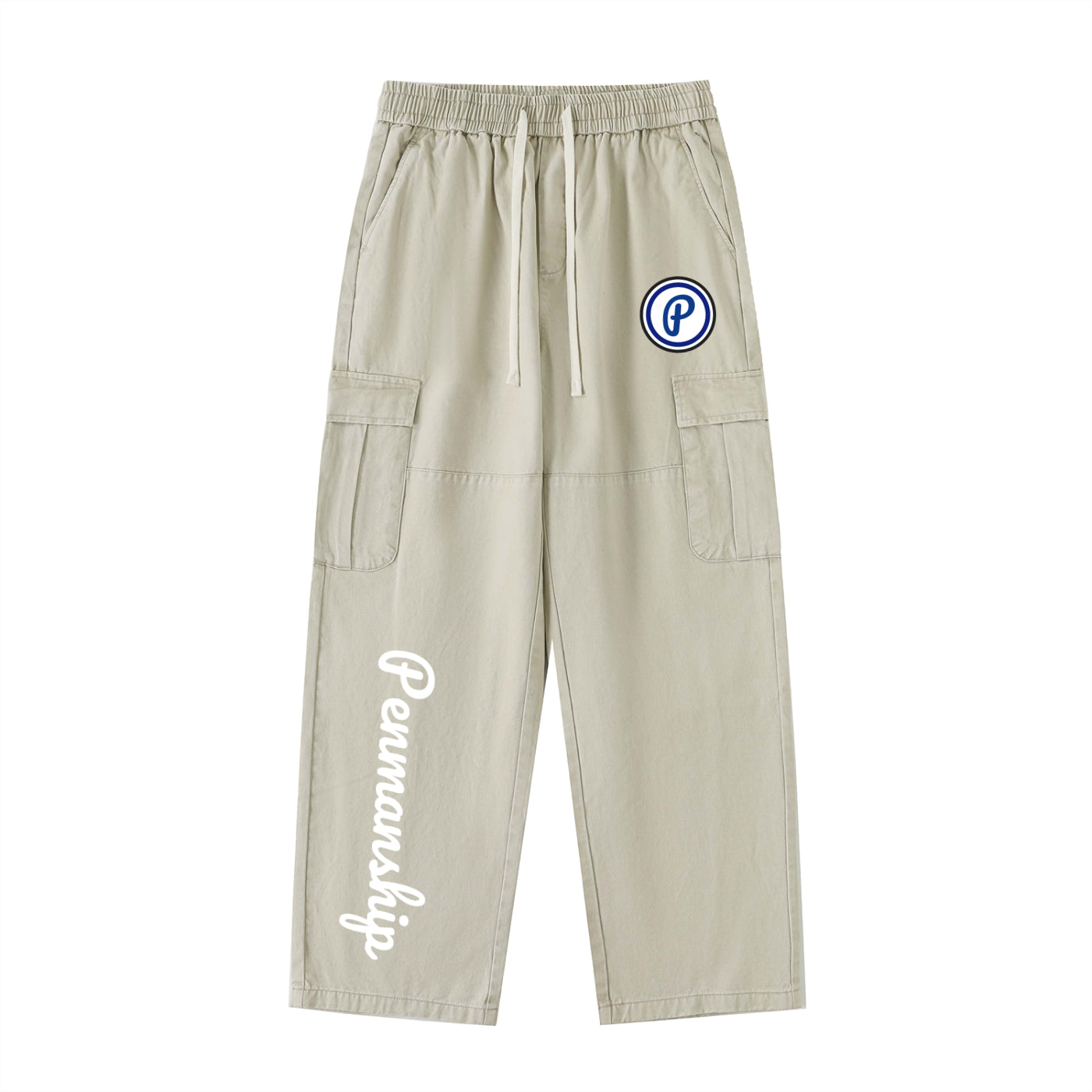 Penmanship Drawstring Waist Straight-Leg Cargo Pants