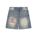 Penmanship Faded Distressed Baggy Denim Shorts