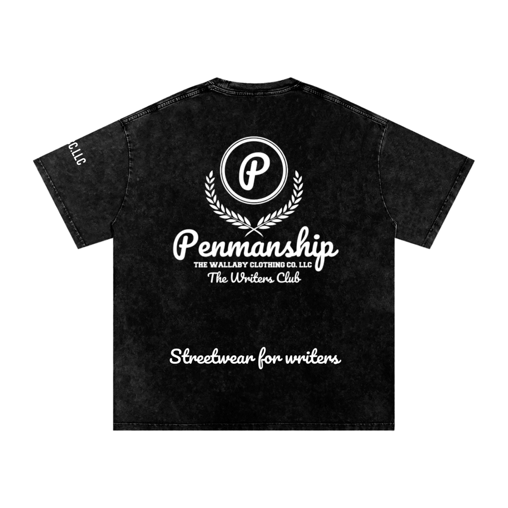 Penmanship "Censored" Snow Washed Oversized Cotton T-Shirt