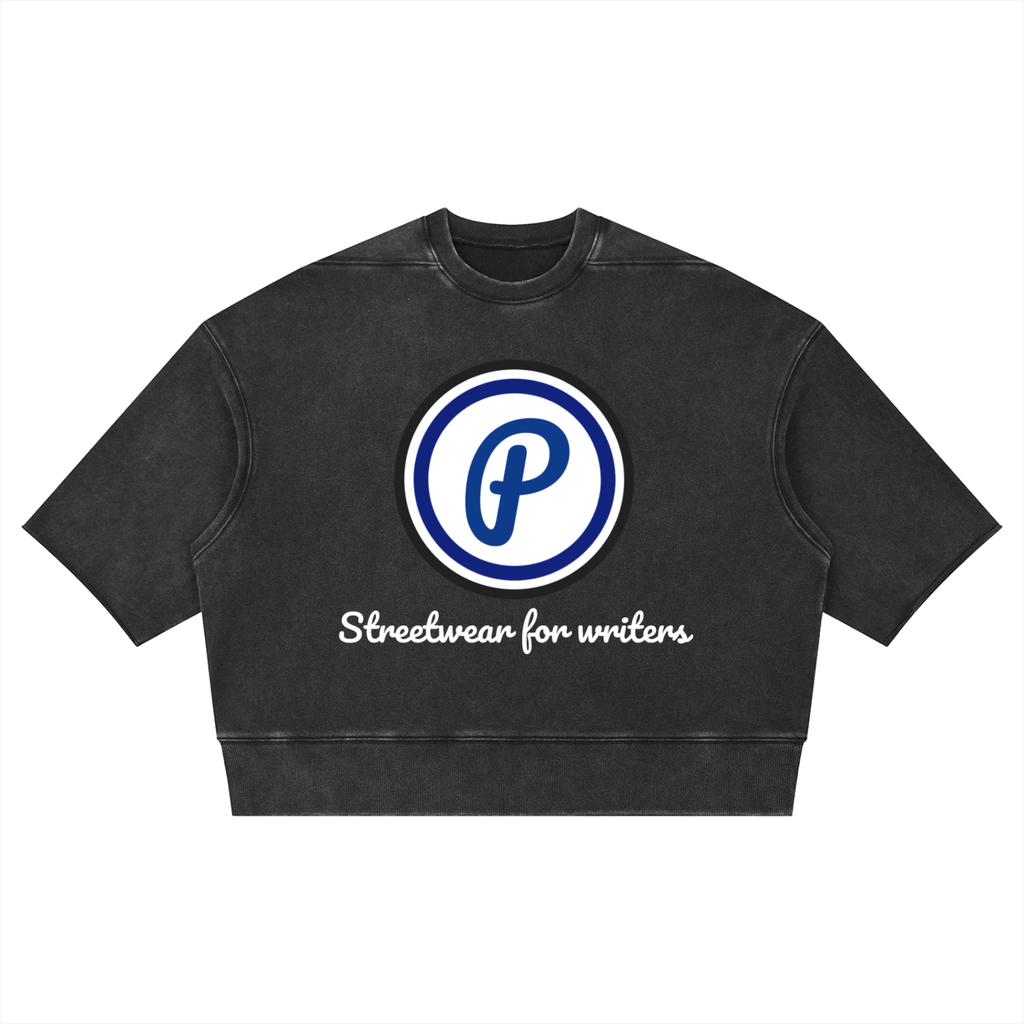 Penmanship Unisex Mineral Wash Boxy Raw Edge T-Shirt